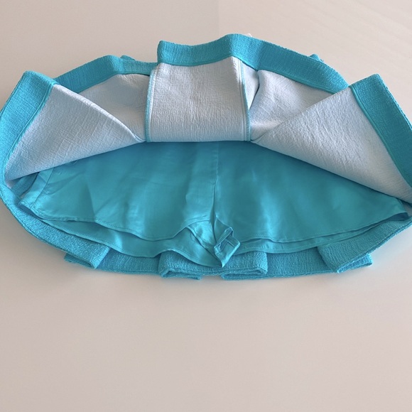 ZARA Tweed Pleated Mini Skirt Sky Blue New - Picture 11 of 12